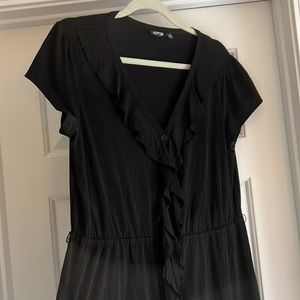 Black Short Sleeve Midi Dress